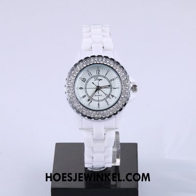 Horloges Dames Strass Echte Horloge, Horloges Mode Quartz Horloge Weiß