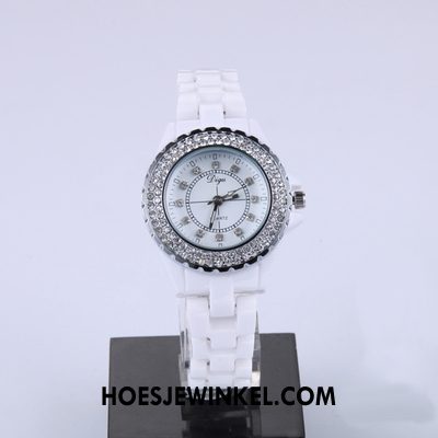 Horloges Dames Strass Echte Horloge, Horloges Mode Quartz Horloge Weiß