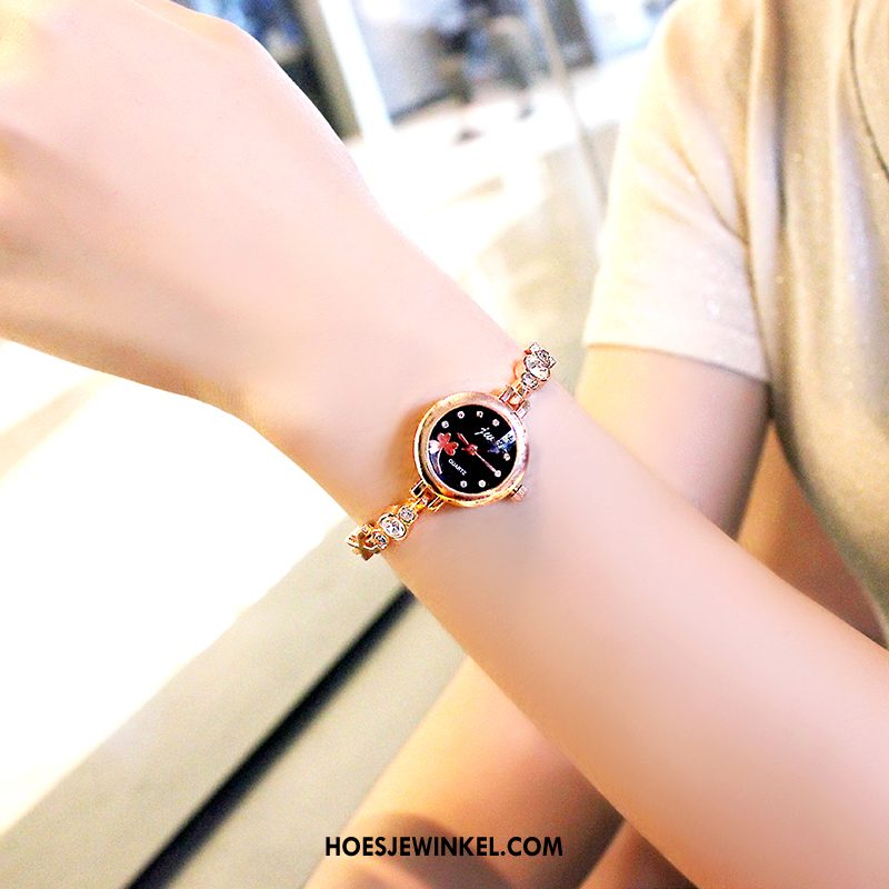 Horloges Dames Strass Student Mode, Horloges Bloemen Armbanden