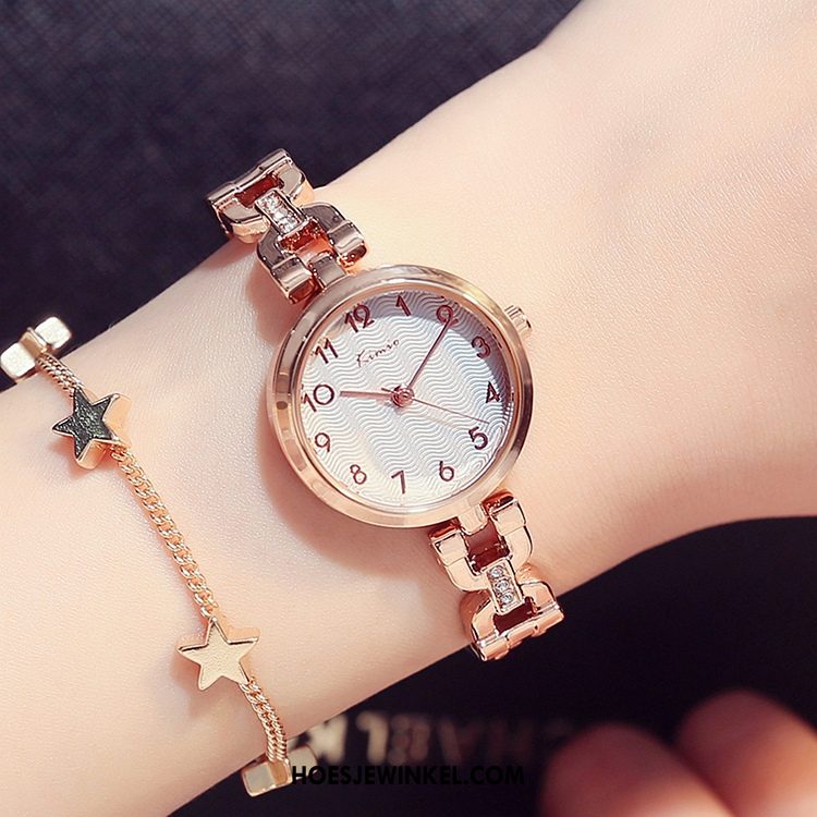 Horloges Dames Trend Eenvoudig Waterdicht, Horloges Tas Student Gold Beige