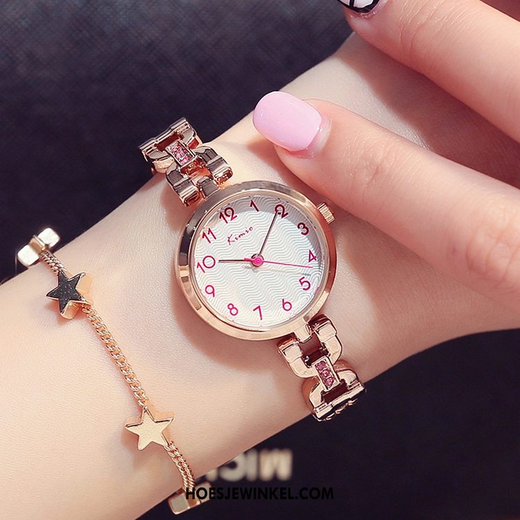 Horloges Dames Trend Eenvoudig Waterdicht, Horloges Tas Student Gold Beige
