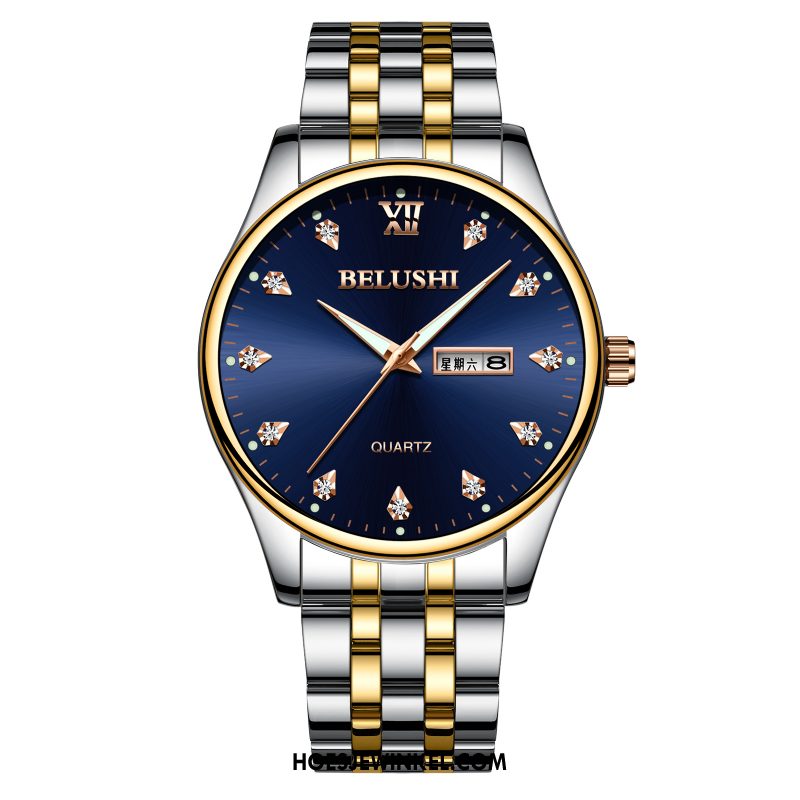 Horloges Heren 2018 Mode Student, Horloges Dun Waterdicht Blau Schwarz Gold