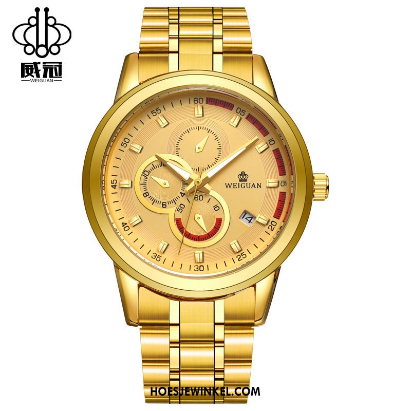Horloges Heren Automatisch Waterdicht Casual, Horloges Business Kant Gold