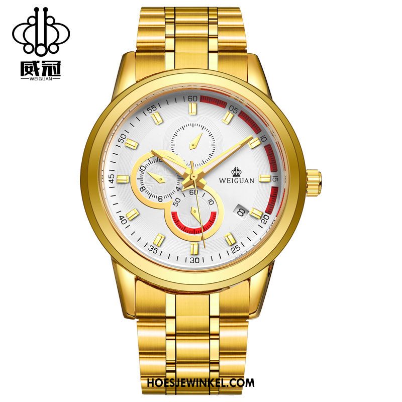 Horloges Heren Automatisch Waterdicht Casual, Horloges Business Kant Gold