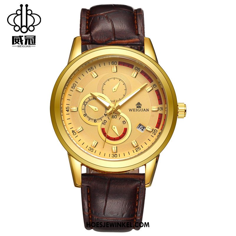 Horloges Heren Automatisch Waterdicht Casual, Horloges Business Kant Gold