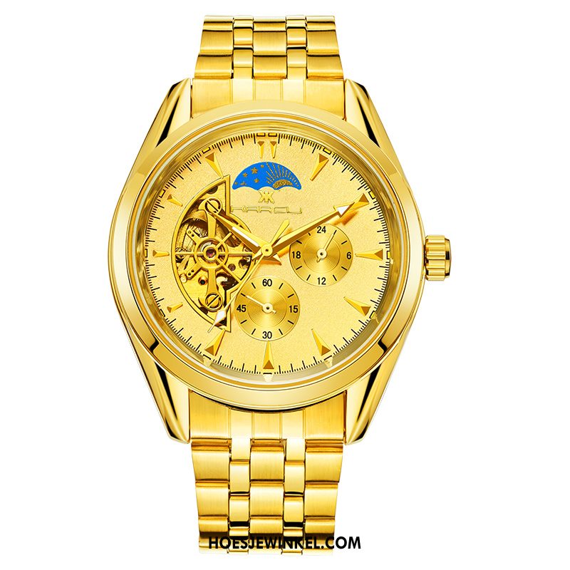 Horloges Heren Business Kant Automatisch, Horloges Mode Mannen Schwarz Gold