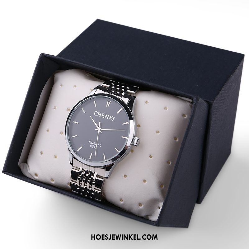 Horloges Heren Casual Mode Eenvoudig, Horloges Horloge Super Schwarz Silber