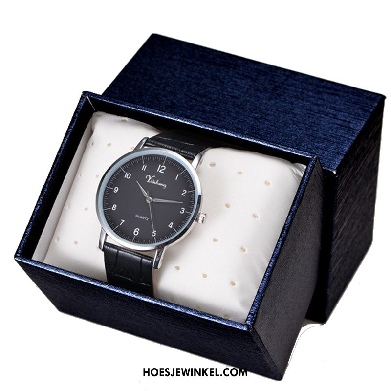 Horloges Heren Casual Mode Eenvoudig, Horloges Horloge Super Schwarz Silber