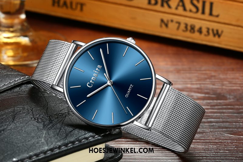 Horloges Heren Casual Waterdicht Eenvoudig, Horloges Mannen Persoonlijkheid Weiß Silber