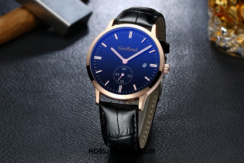 Horloges Heren Echt Leer Trend Mannen, Horloges Tiener Sport Braun