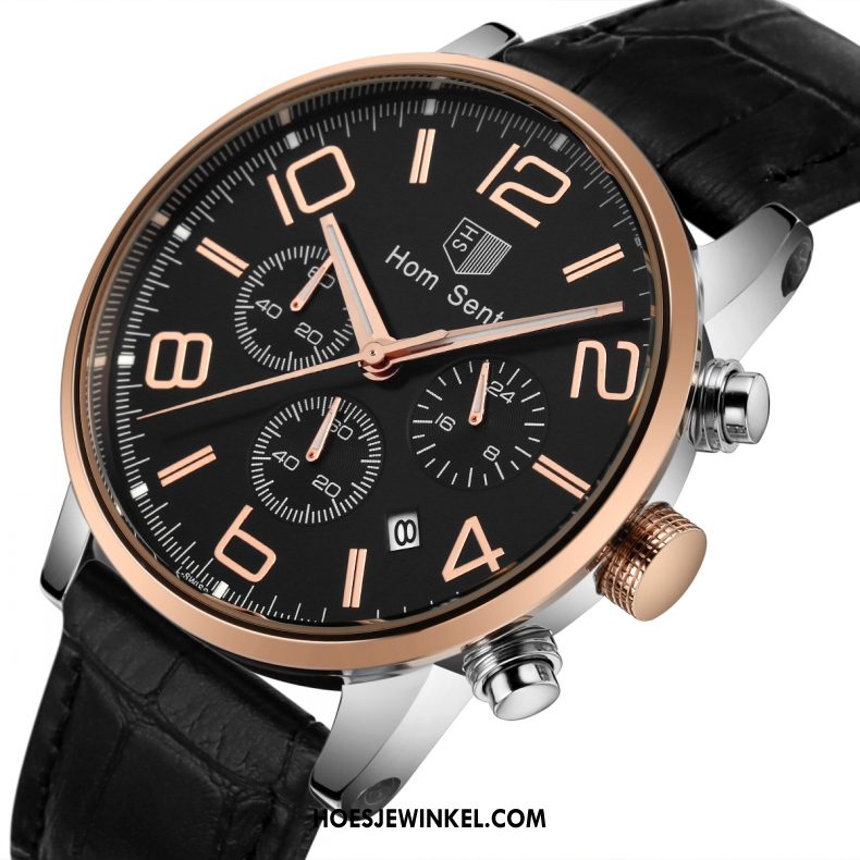 Horloges Heren Elegante Mode Riem, Horloges Quartz Horloge Mannen Schwarz