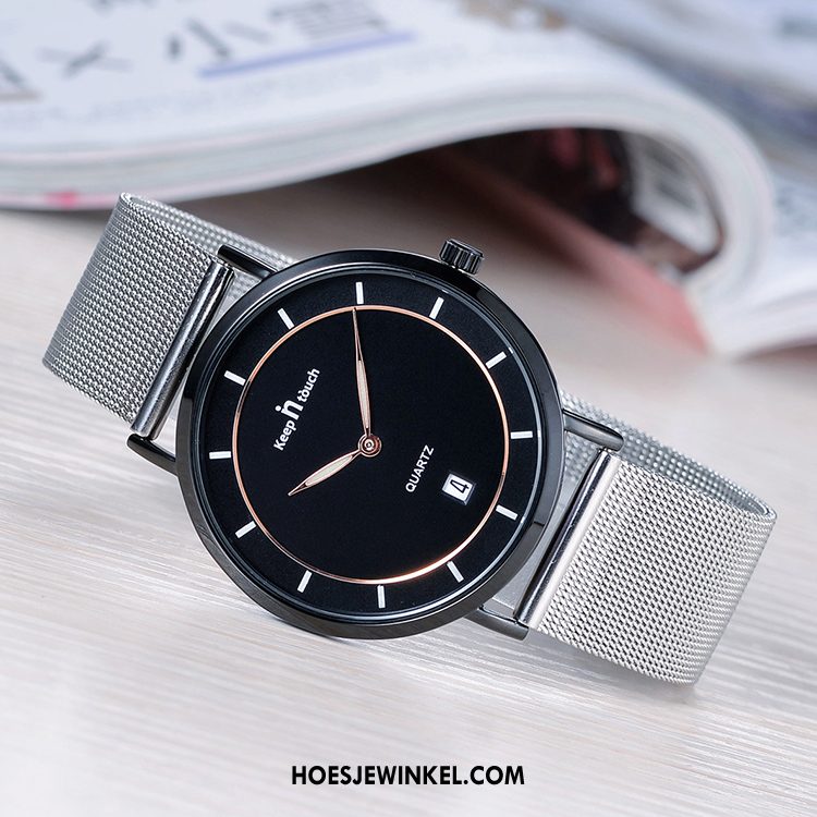 Horloges Heren Elegante Riem Mannen, Horloges Waterdicht Casual Schwarz