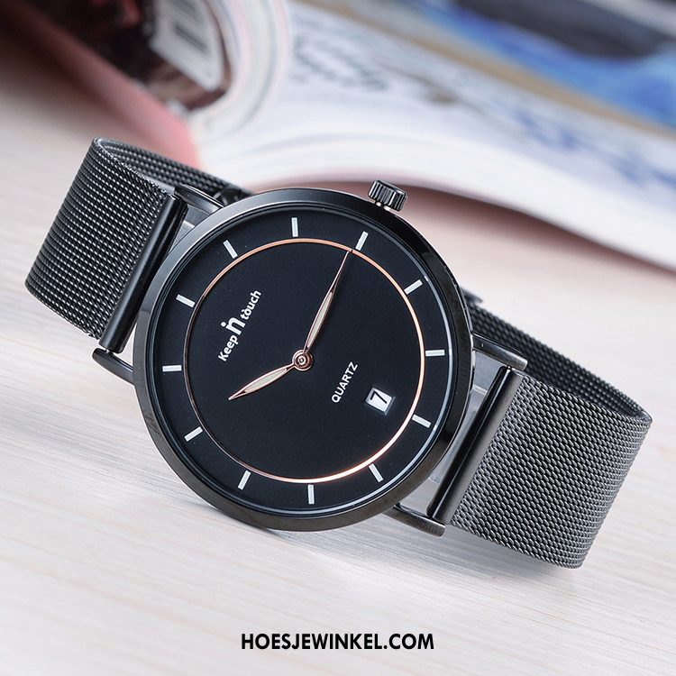 Horloges Heren Elegante Riem Mannen, Horloges Waterdicht Casual Schwarz