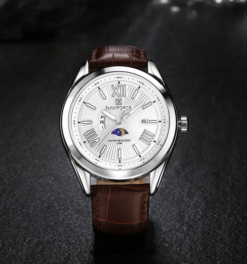 Horloges Heren Europa Leer Mannen, Horloges Horloge Nieuw Weiß Braun Gold