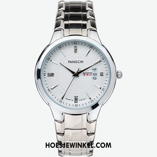 Horloges Heren Horloge 2018 Trend, Horloges Quartz Horloge Mannen Weiß Silber