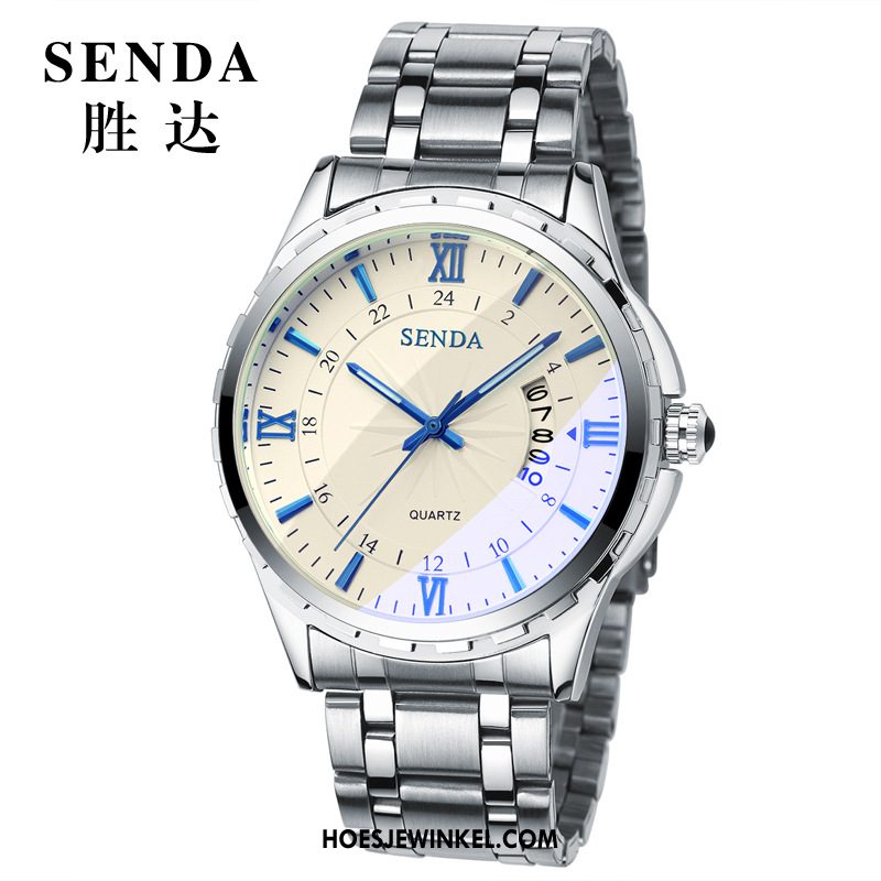 Horloges Heren Horloge Mannen Dubbele Kalender, Horloges Quartz Horloge Waterdicht Blau