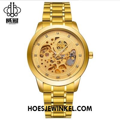 Horloges Heren Horloge Mannen Strass, Horloges Waterdicht Automatisch Gelb Gold