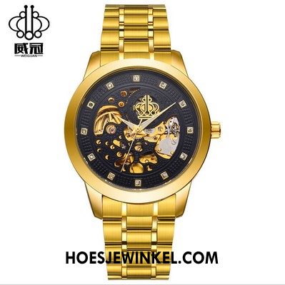 Horloges Heren Horloge Mannen Strass, Horloges Waterdicht Automatisch Gelb Gold