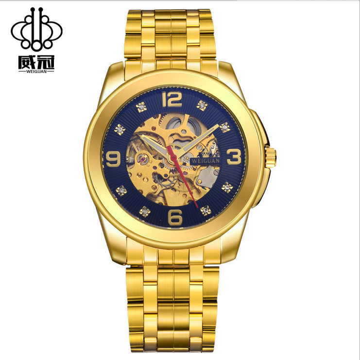 Horloges Heren Horloge Mannen Strass, Horloges Waterdicht Automatisch Gelb Gold