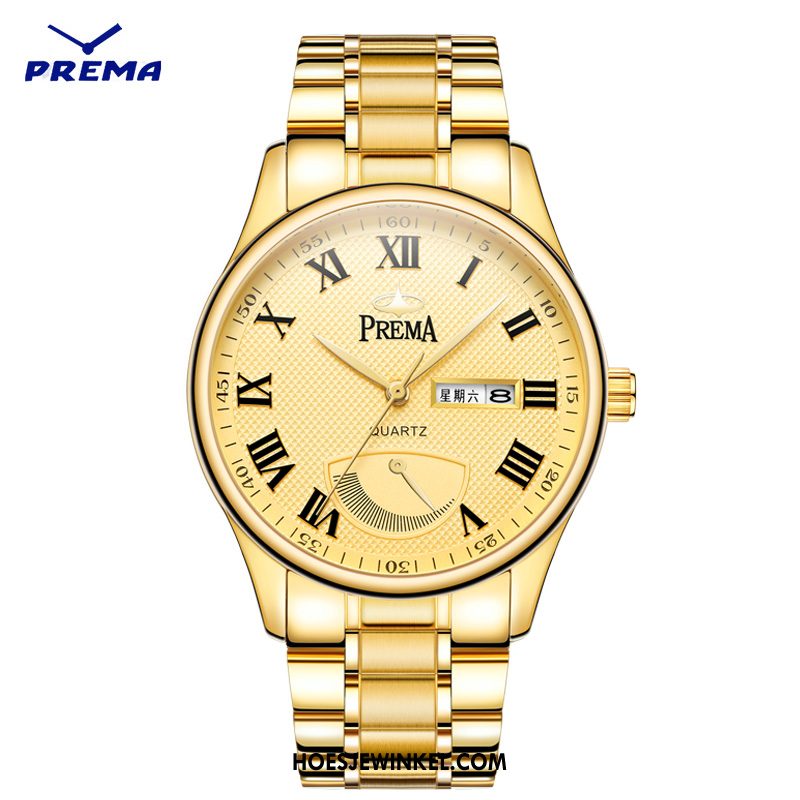 Horloges Heren Horloge Riem Kalender, Horloges Waterdicht Quartz Horloge Gold Silber