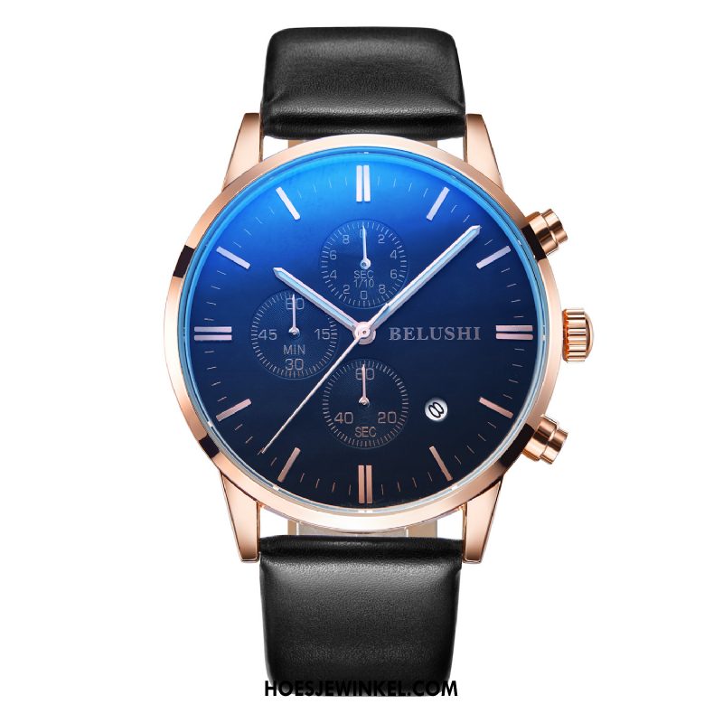 Horloges Heren Mode Horlogeband Sport, Horloges Student Business Schwarz Silber