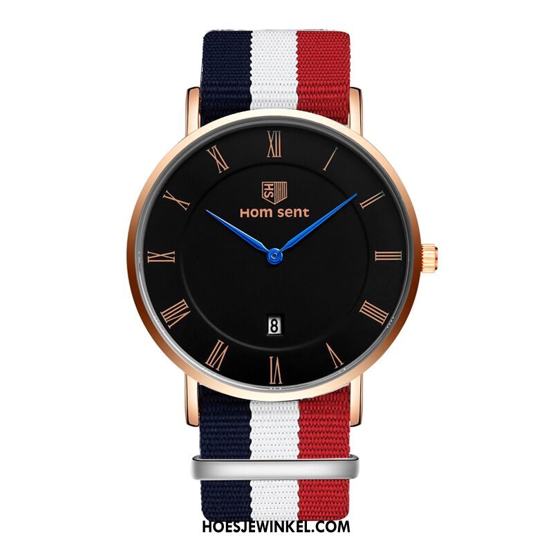 Horloges Heren Quartz Horloge Student Dun, Horloges Mannen Roestvrij Staal Weiß Braun