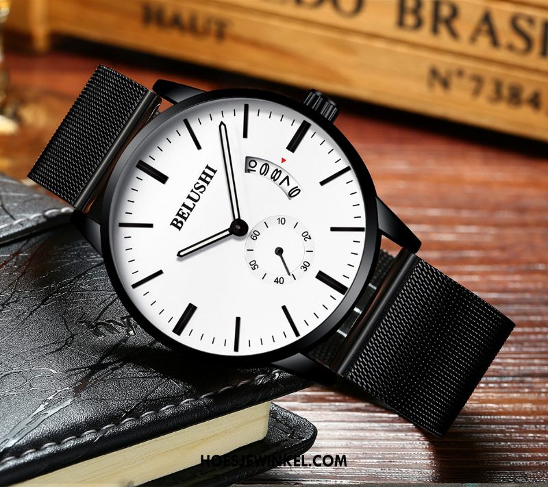Horloges Heren Quartz Horloge Trend Mannen, Horloges 2018 Mini Weiß Schwarz