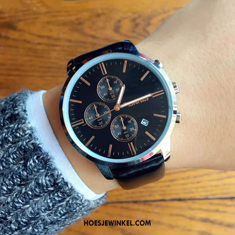 Horloges Heren Riem Quartz Horloge Trend, Horloges Groot Echte