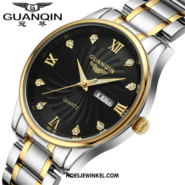 Horloges Heren Trend Echte Mannen, Horloges Waterdicht Casual Weiß Gold