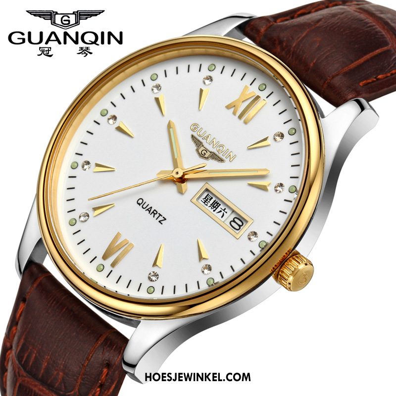 Horloges Heren Trend Echte Mannen, Horloges Waterdicht Casual Weiß Gold