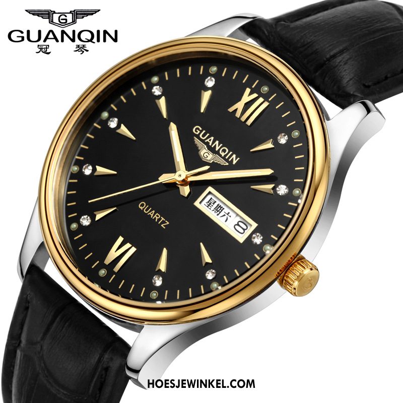 Horloges Heren Trend Echte Mannen, Horloges Waterdicht Casual Weiß Gold