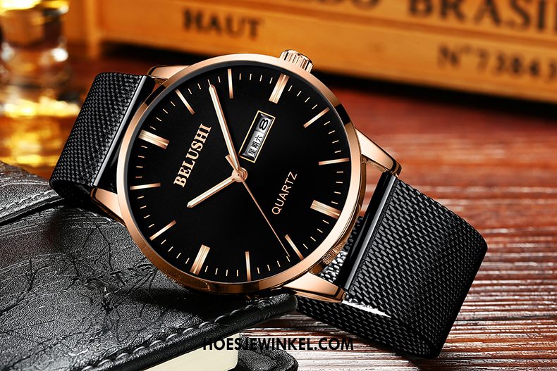 Horloges Heren Waterdicht Eenvoudig Quartz Horloge, Horloges Mannen Mode Schwarz Gold