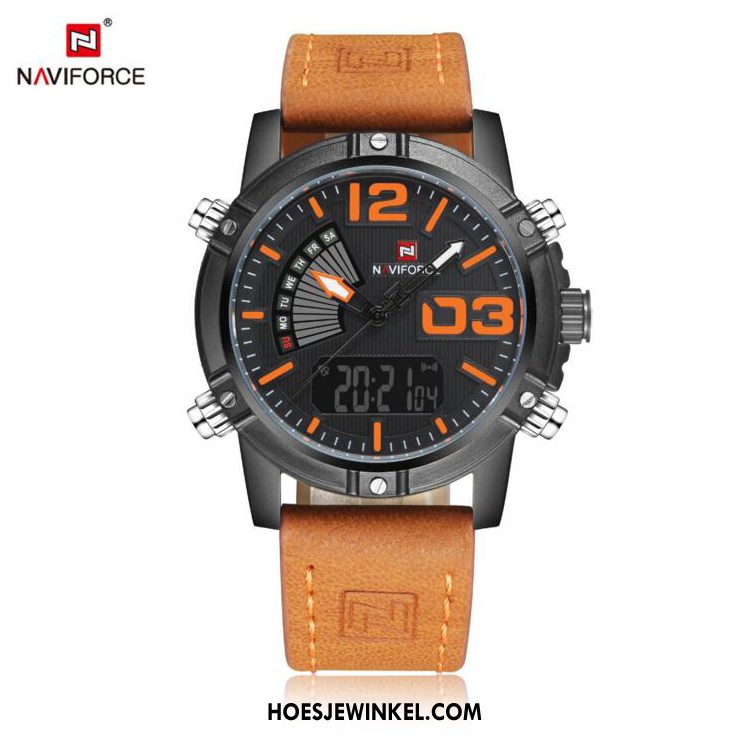 Horloges Heren Waterdicht Mannen Echt Leer, Horloges Trend Horloge Schwarz