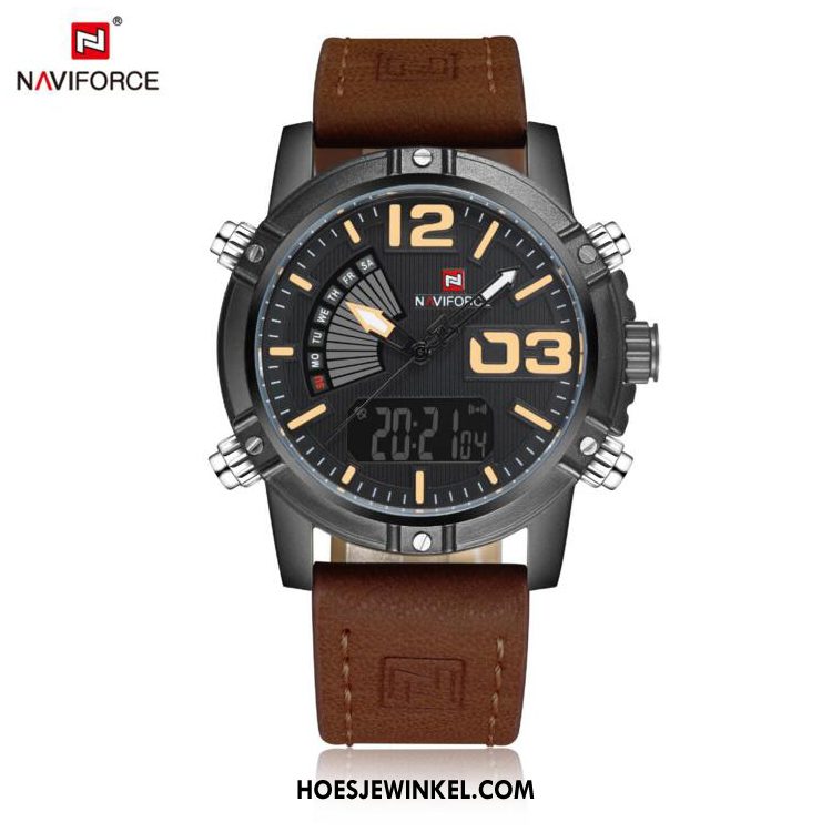 Horloges Heren Waterdicht Mannen Echt Leer, Horloges Trend Horloge Schwarz