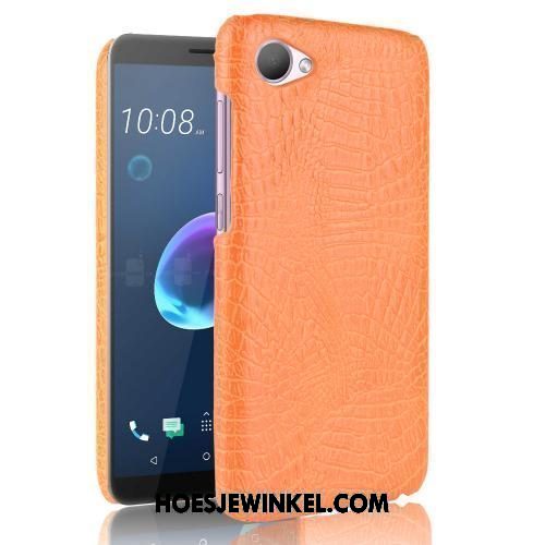 Htc Desire 12 Hoesje Anti-fall Vintage Eenvoudige, Htc Desire 12 Hoesje Krokodillenleer Bedrijf Orange