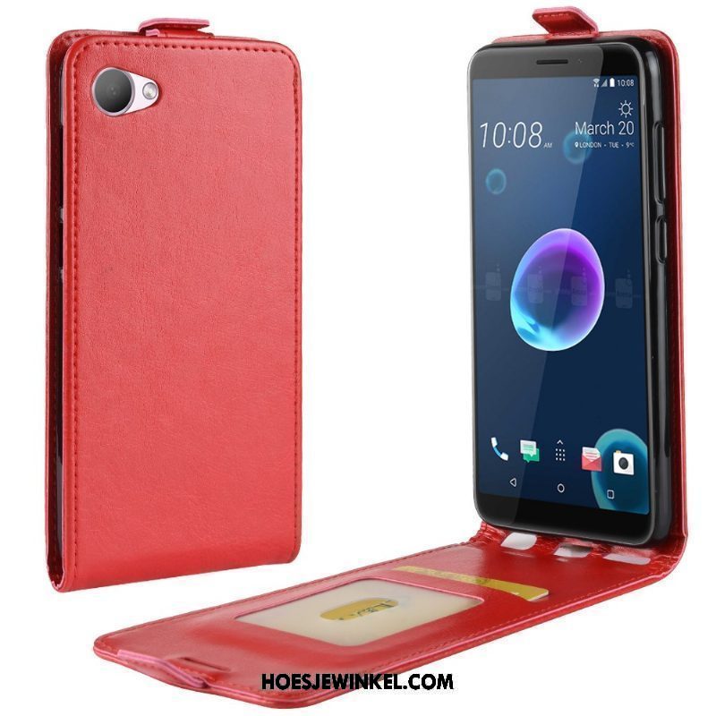 Htc Desire 12 Hoesje Rood Hoes Mobiele Telefoon, Htc Desire 12 Hoesje Folio Leren Etui