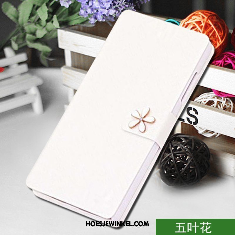 Htc One A9s Hoesje Leren Etui Purper Mobiele Telefoon, Htc One A9s Hoesje Bescherming Bloemen