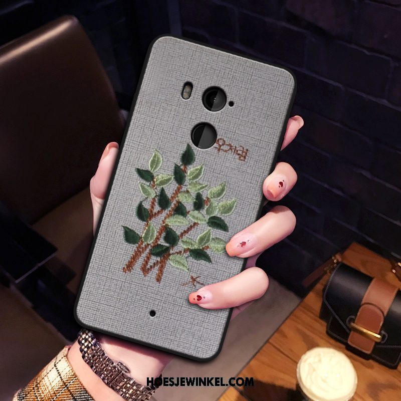 Htc U11+ Hoesje Flanel Siliconen Bloemen, Htc U11+ Hoesje Anti-fall Persoonlijk