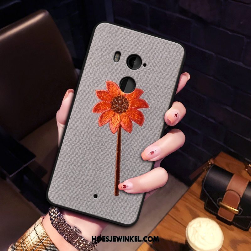 Htc U11+ Hoesje Flanel Siliconen Bloemen, Htc U11+ Hoesje Anti-fall Persoonlijk