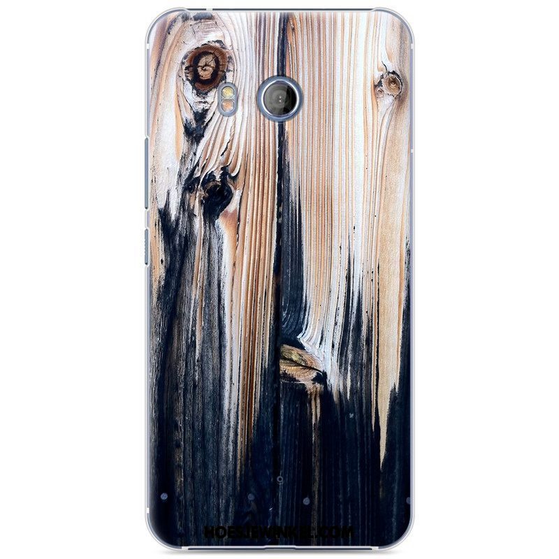 Htc U11 Hoesje Geschilderd Hout Hoes, Htc U11 Hoesje Vintage Bescherming Braun