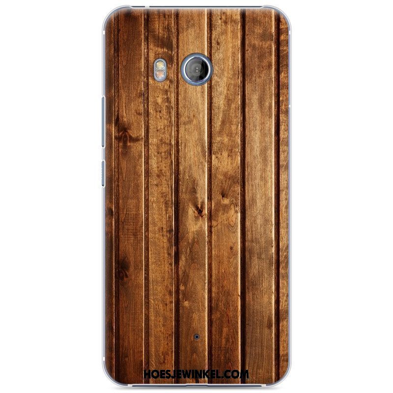 Htc U11 Hoesje Geschilderd Hout Hoes, Htc U11 Hoesje Vintage Bescherming Braun