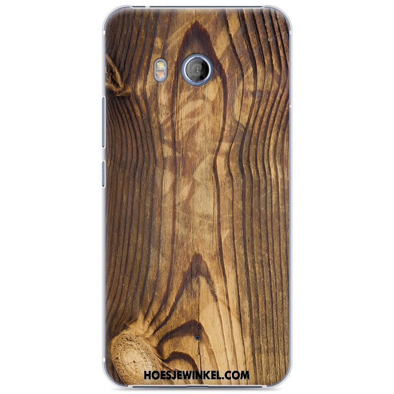 Htc U11 Hoesje Geschilderd Hout Hoes, Htc U11 Hoesje Vintage Bescherming Braun