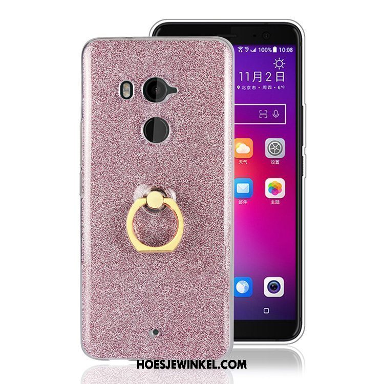 Htc U11+ Hoesje Hoes Bescherming Hanger, Htc U11+ Hoesje Zwart Roze