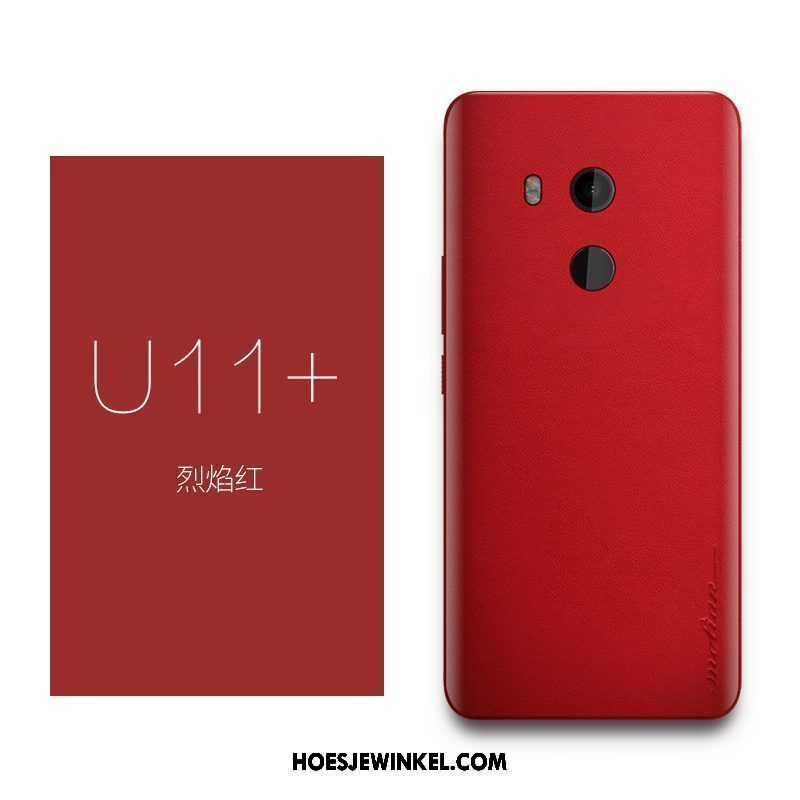 Htc U11+ Hoesje Scheppend Mobiele Telefoon Hoes, Htc U11+ Hoesje Rood Echt Leer