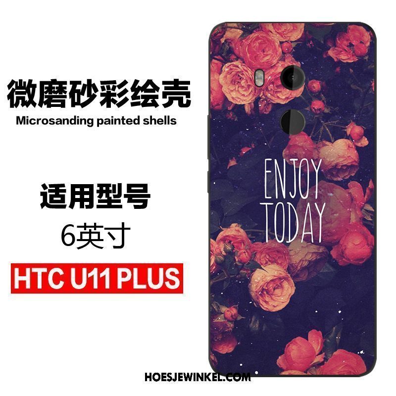 Htc U11+ Hoesje Zwart Zacht All Inclusive, Htc U11+ Hoesje Spotprent Mobiele Telefoon