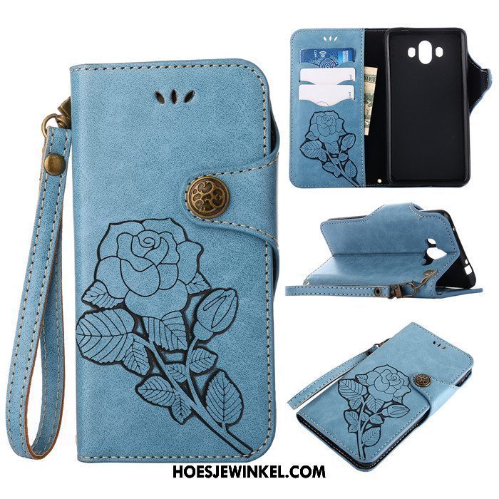 Huawei Mate 10 Hoesje Bescherming Mobiele Telefoon Blauw, Huawei Mate 10 Hoesje Leren Etui Hanger