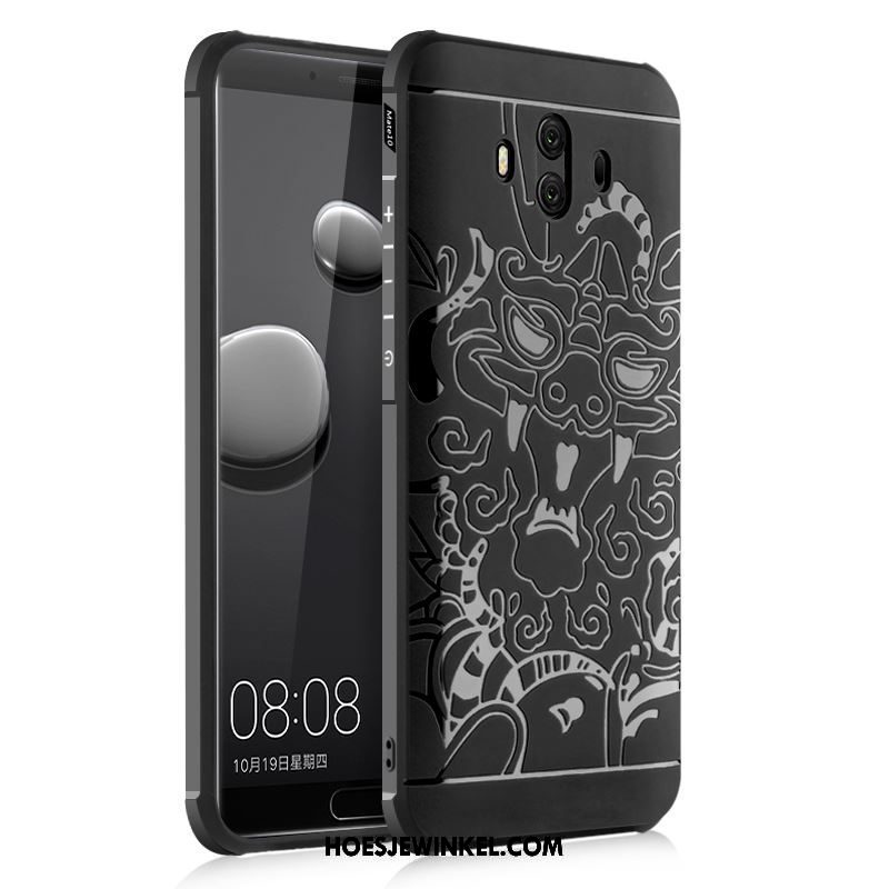 Huawei Mate 10 Hoesje Blauw Dragon Patroon Zacht, Huawei Mate 10 Hoesje Mobiele Telefoon Hoes