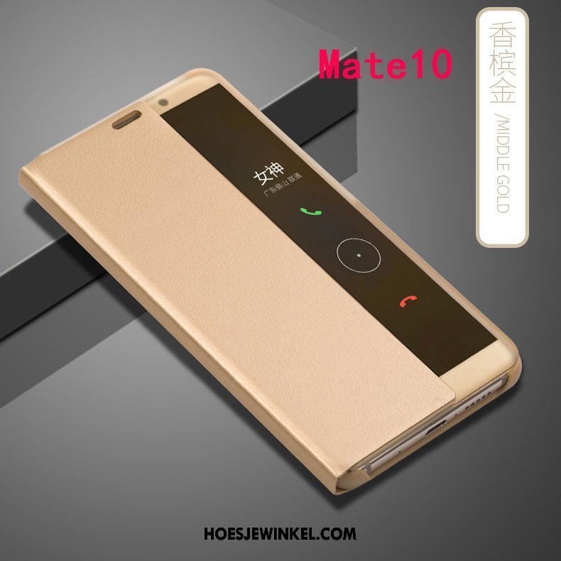 Huawei Mate 10 Hoesje Grijs Hoes Anti-fall, Huawei Mate 10 Hoesje Tempereren Folio