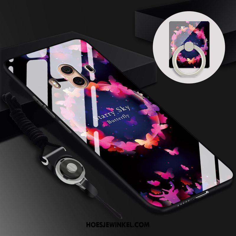 Huawei Mate 10 Hoesje Purper Zacht Hoes, Huawei Mate 10 Hoesje Glas Hanger