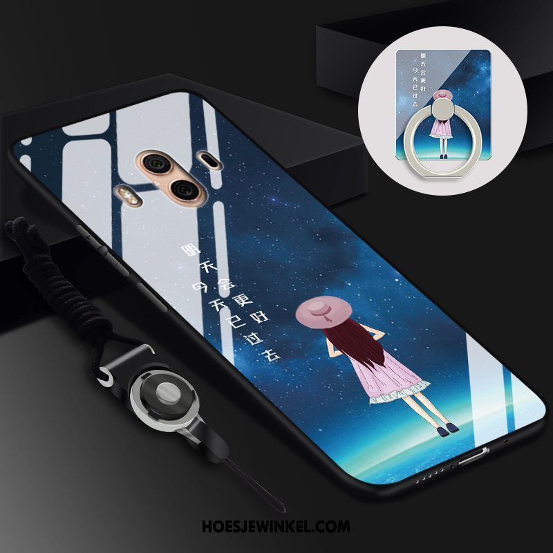 Huawei Mate 10 Hoesje Purper Zacht Hoes, Huawei Mate 10 Hoesje Glas Hanger